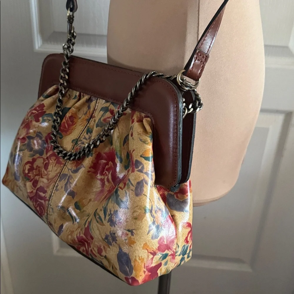 Patricia Nash Zelia Floral Leather Chain Strap Should Handbag Aegean Blooms Tan
